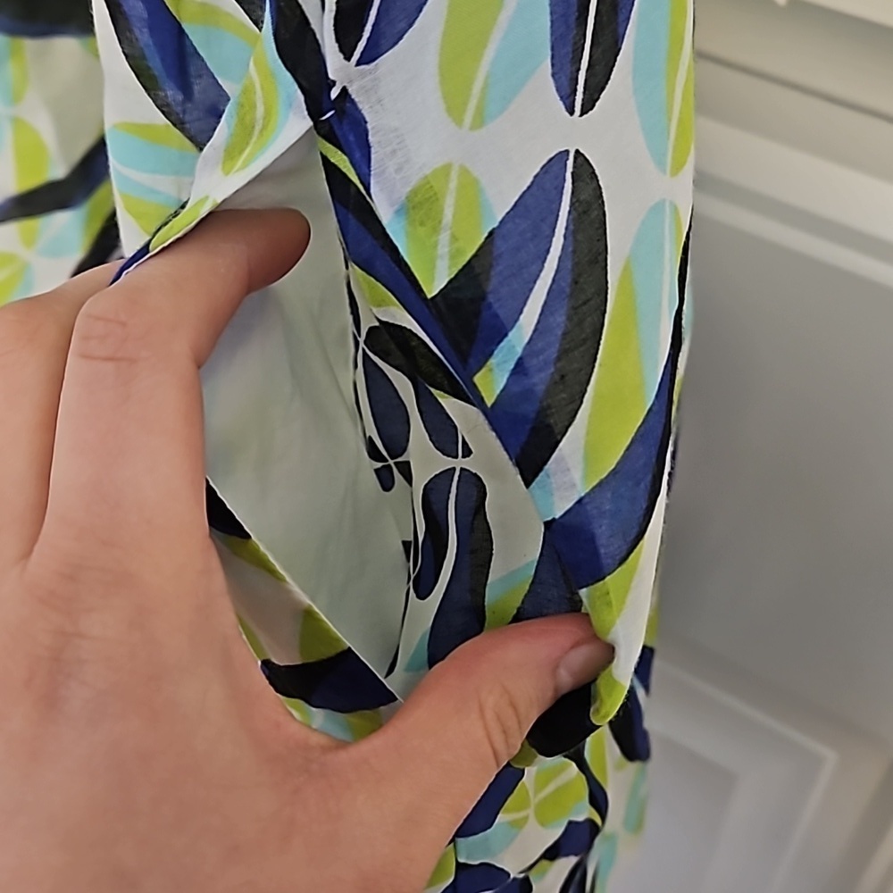 Blue and Green Print Mini Dress Size 5 - Picture 2 of 9